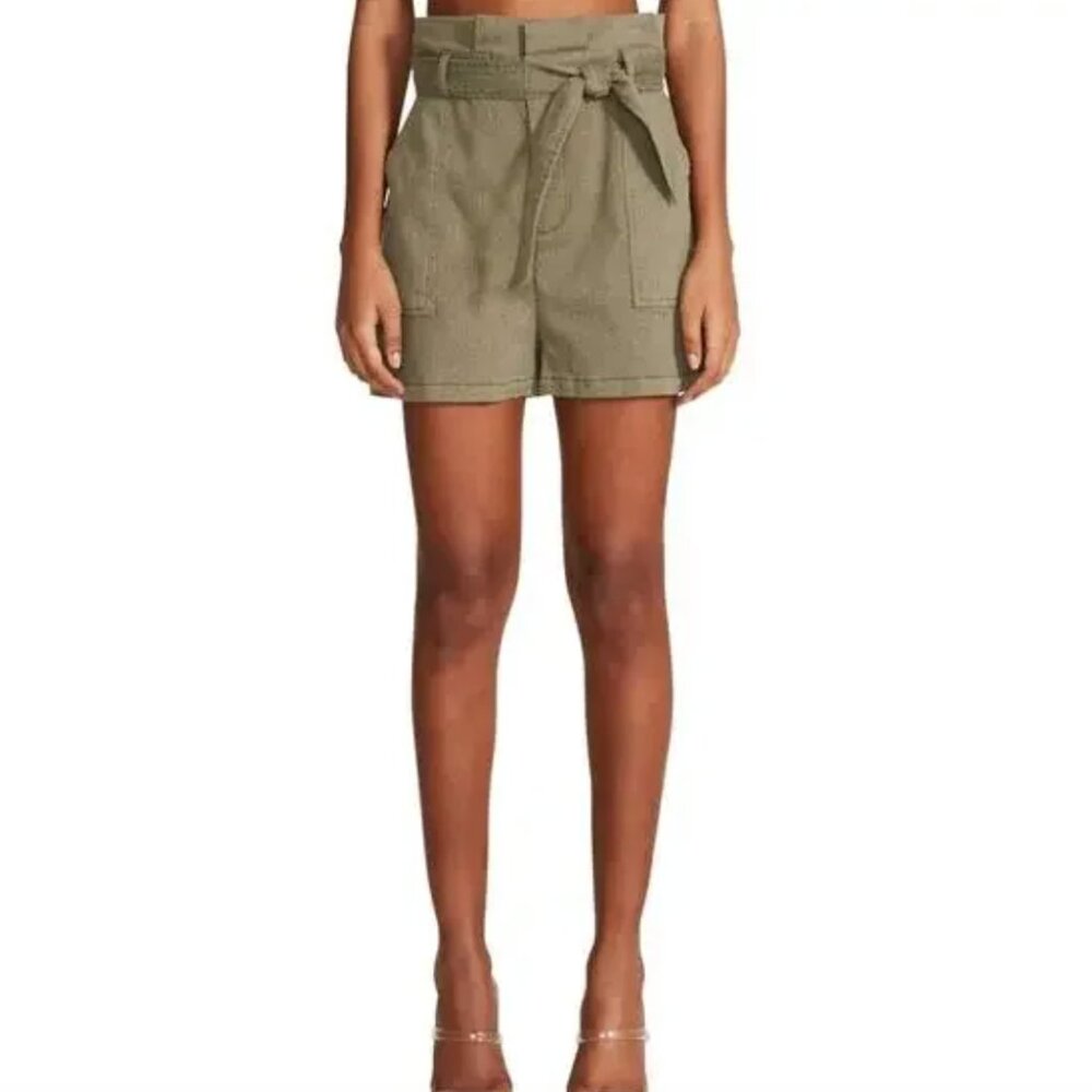 BB Dakota Steve Madden High Rise Waist Tie Paperbag Shorts Green Large